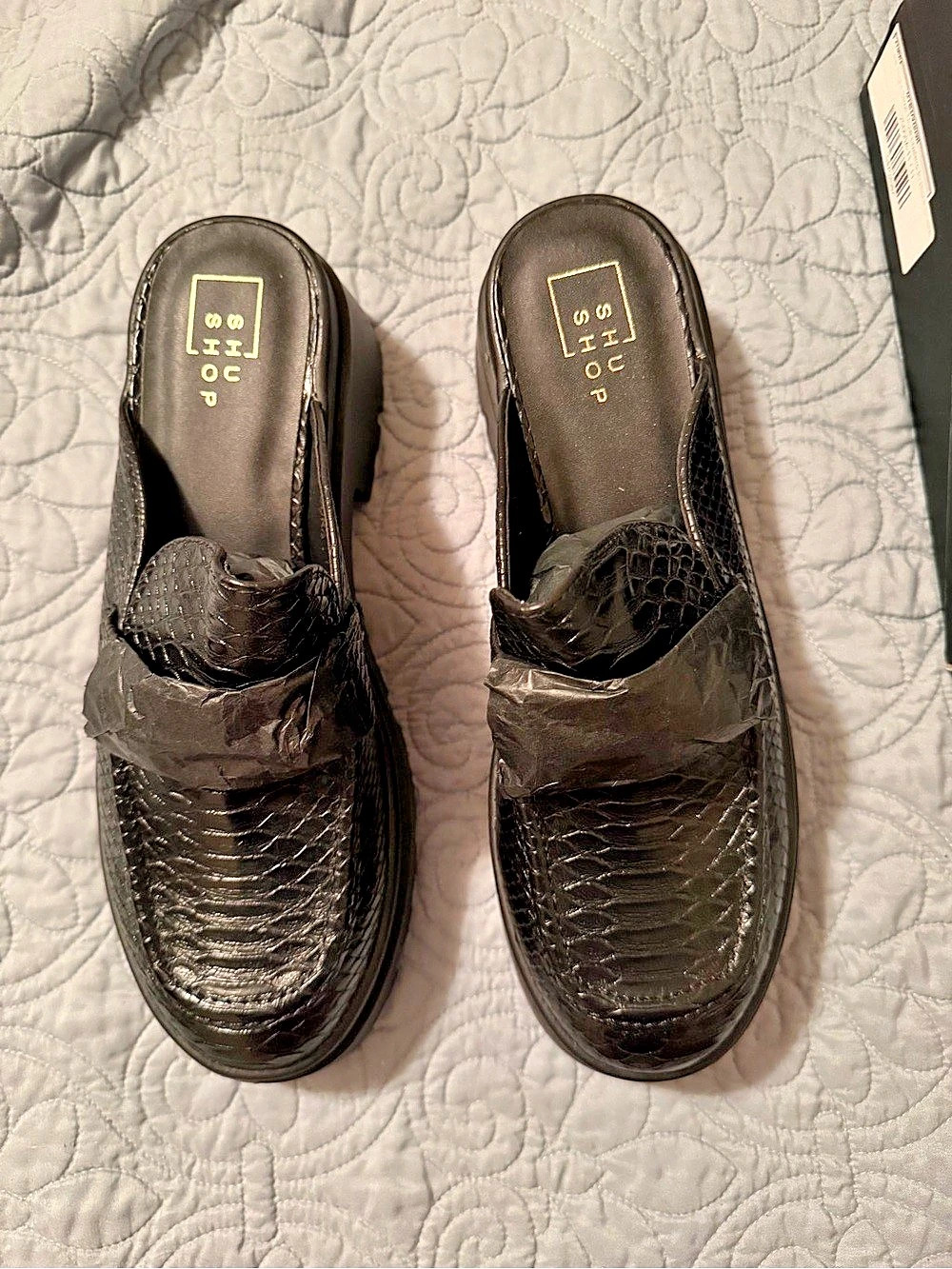 SHU SHOP Late Night Stroll Black Platform Mules US 11 NWT